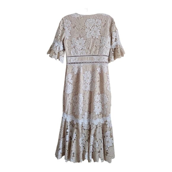 SAYLOR Women’s S Maggy Dress Ivory Beige Floral Lace Bridal Shower Wedding Lined - Picture 9 of 10